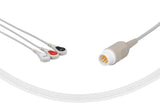 Philips Compatible One Piece Reusable ECG Cable-M1733A 3 Leads Snap