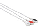 Nihon Kohden Compatible One Piece Reusable ECG Cable - 3 Leads Snap - Pluscare Medical LLC