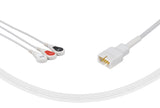 MEK Compatible One Piece Reusable ECG Cable 3 Leads Snap