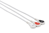 MEK Compatible One Piece Reusable ECG Cable - 3 Leads Snap - Pluscare Medical LLC