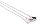 MEK Compatible One Piece Reusable ECG Cable - 3 Leads Snap - Pluscare Medical LLC