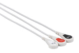 Nihon Kohden Compatible One Piece Reusable ECG Cable - 3 Leads Snap - Pluscare Medical LLC
