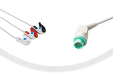 GE Corometrics Maternal ECG Compatible One Piece Reusable ECG Cable 3 Leads Grabber