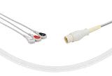 CAS Compatible One Piece Reusable ECG Cable 3 Leads Snap