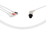 AAMI 6Pin Compatible One Piece Reusable ECG Cable 3 Leads Snap