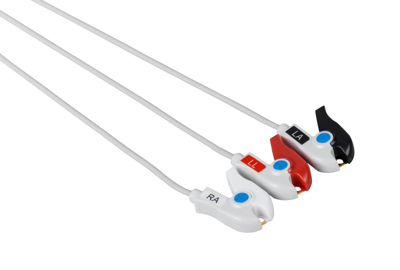 SonoScape Compatible One Piece Reusable ECG Cable - 3 Leads Grabber - Pluscare Medical LLC