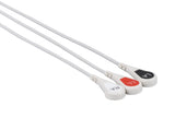 Welch Allyn Compatible One Piece Reusable ECG Cable - 3 Leads Snap - Pluscare Medical LLC