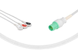 GE-Hellige Compatible One Piece Reusable ECG Cable 3 Leads Snap