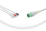 Fukuda Compatible One Piece Reusable ECG Cable 3 Leads Snap
