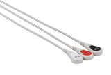 CAS Compatible One Piece Reusable ECG Cable - 3 Leads Snap - Pluscare Medical LLC
