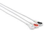 Cardell Compatible One Piece Reusable ECG Cable - 3 Leads Snap - Pluscare Medical LLC