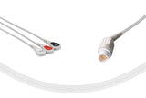 Mennen Compatible One Piece Reusable ECG Cable 3 Leads Snap