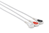Datex Compatible One Piece Reusable ECG Cable - 3 Leads Snap - Pluscare Medical LLC