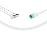 Spacelabs Compatible One Piece Reusable ECG Cable-72713 3 Leads Snap