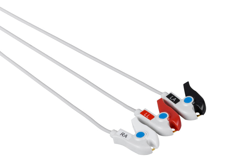 Artema Compatible One Piece Reusable ECG Cable - 3 Leads Grabber - Pluscare Medical LLC