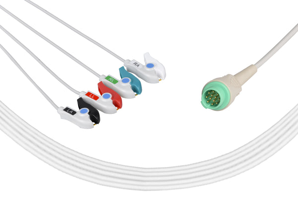 Schiller Compatible  One Piece Reusable ECG Cable - 4 Leads Grabber - Pluscare Medical LLC