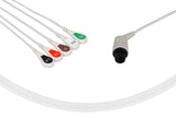 AAMI 6Pin Compatible One Piece Reusable ECG Cable 5 Leads Snap