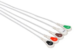 GE-Hellige Compatible One Piece Reusable ECG Cable - 5 Leads Snap - Pluscare Medical LLC