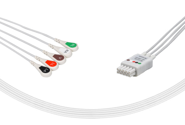 Datascope Compatible Reusable ECG Lead Wires 5 Leads Snap