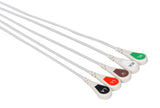 Datascope Compatible Reusable ECG Lead Wire - 5 Leads Snap - Pluscare Medical LLC