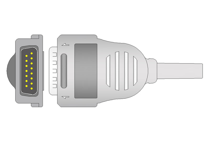 Burdick Compatible One Piece Reusable EKG Cable - 3mm Needle - Pluscare Medical LLC