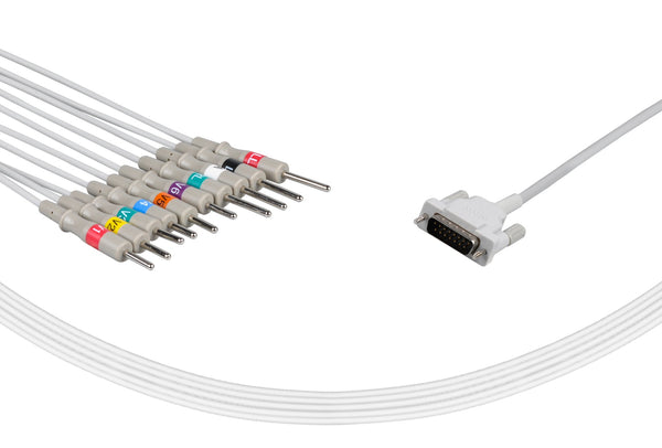 Schiller (Long Screw) Compatible One Piece Reusable EKG Cable 3mm Needle 