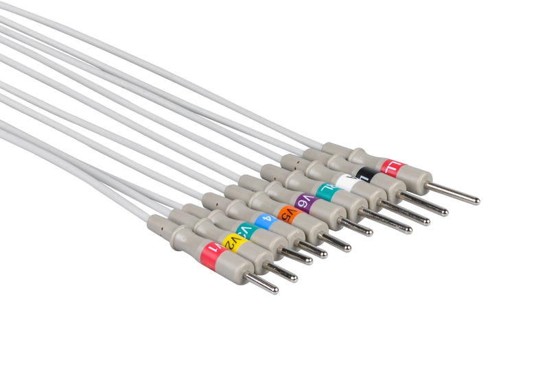 Schiller (Long Screw) Compatible One Piece Reusable EKG Cable - 3mm Needle - Pluscare Medical LLC