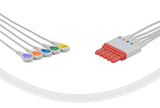 Philips Compatible Reusable ECG Lead Wire - 5 Leads (Chest Lead) Snap - Pluscare Medical LLC