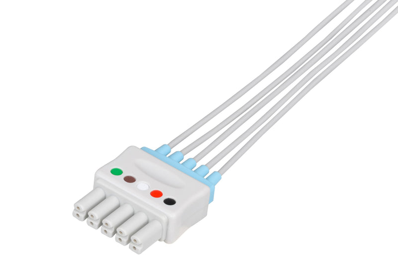 Siemens Compatible Reusable ECG Lead Wire - 5 Leads Snap - Pluscare Medical LLC