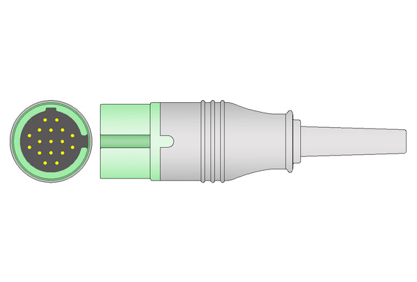 Spacelabs Compatible Disposable Direct-Connect ECG Lead Wire - 3 Leads Grabber Box of 10 - Pluscare Medical LLC