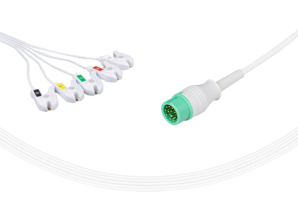 Mindray > Datascope Compatible Disposable Direct-Connect ECG Cable -IEC-5 Leads Grabber Box of 10 - Pluscare Medical LLC