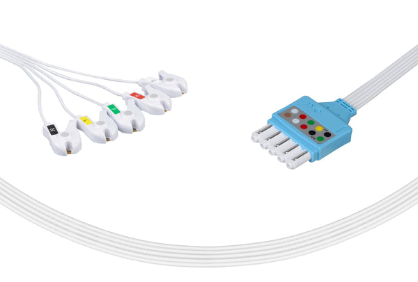 Philips Compatible Disposable ECG Lead Wire - IEC-5 Leads Grabber Box of 10 - Pluscare Medical LLC