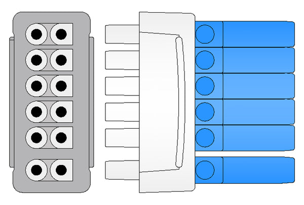 GE/Marquette Compatible Disposable ECG Lead Wire - IEC-6 Leads Grabber Box of 10 - Pluscare Medical LLC