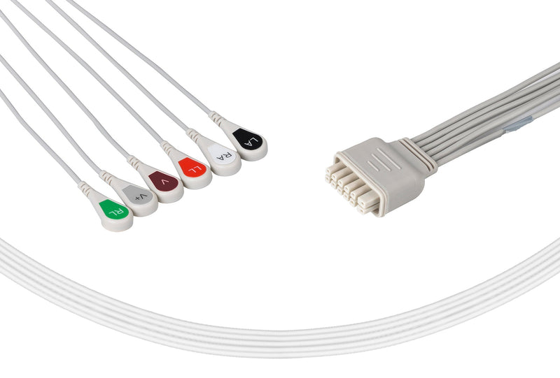 Mindray Compatible ECG Telemetry Leadwires - 6 Leads Snap - Pluscare Medical LLC