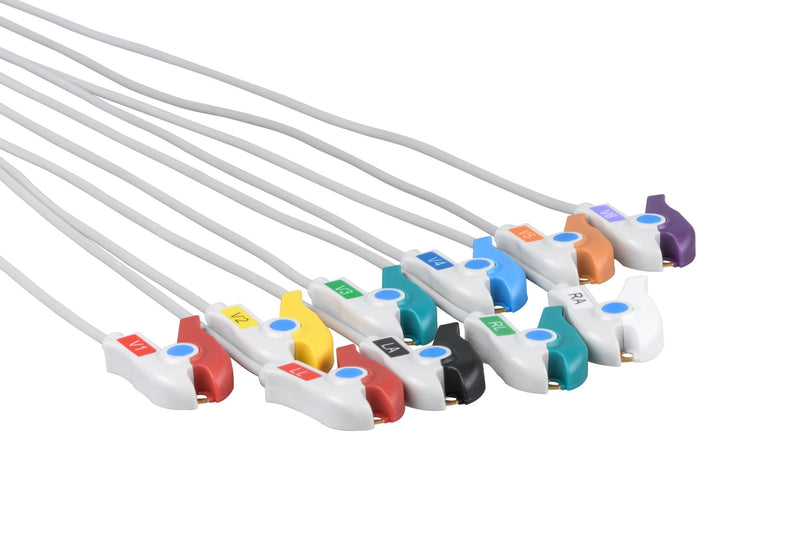 Philips Compatible One Piece Reusable ECG Cable - 10 Leads Grabber - Pluscare Medical LLC