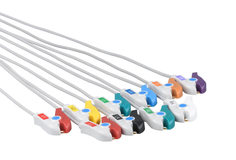 Spacelabs Compatible One Piece Reusable ECG Cable - 10 Leads Grabber - Pluscare Medical LLC