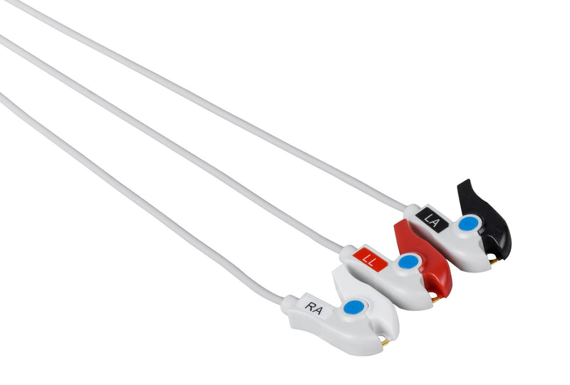 COLIN Compatible One Piece Reusable ECG Cable - 3 Leads Grabber - Pluscare Medical LLC
