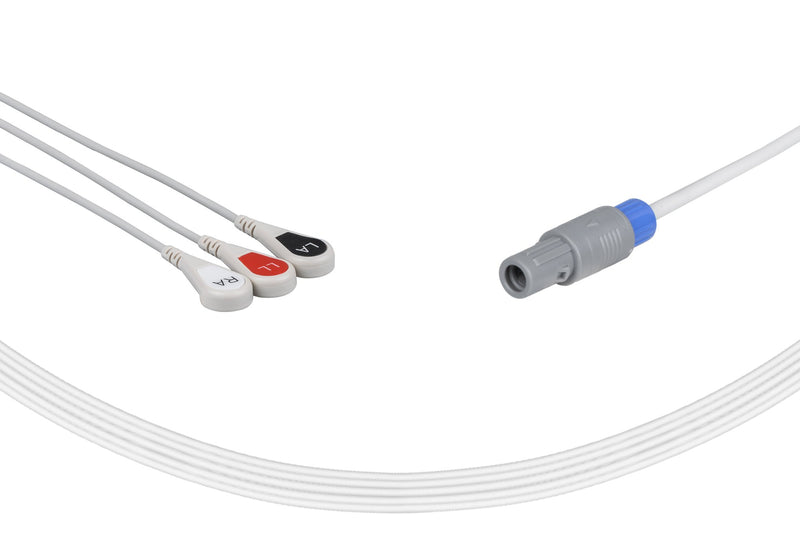 SonoScape Compatible One Piece Reusable ECG Cable 3 Leads Snap