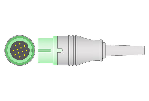 Biolight Compatible One Piece Reusable ECG Cable - 3 Leads Grabber - Pluscare Medical LLC