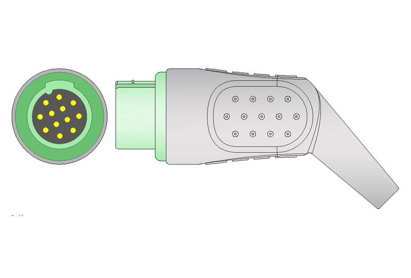 Kontron Compatible One Piece Reusable ECG Cable - 3 Leads Snap - Pluscare Medical LLC