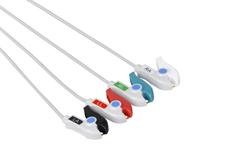 Schiller Compatible One Piece Reusable ECG Cable - 4 Leads Grabber - Pluscare Medical LLC