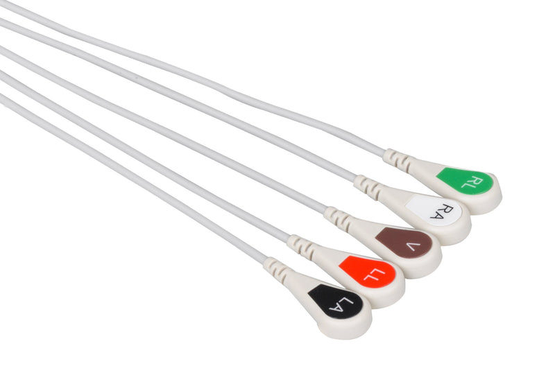 Welch Allyn Compatible One Piece Reusable ECG Cable - 5 Leads Snap - Pluscare Medical LLC