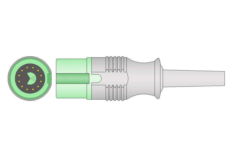 Fukuda Compatible One Piece Reusable ECG Cable - 5 Leads Grabber - Pluscare Medical LLC