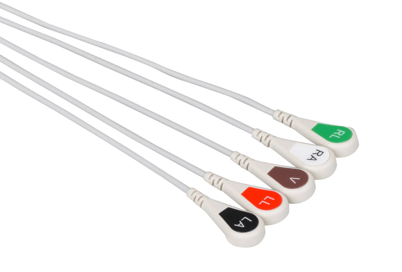 Spacelabs Compatible One Piece Reusable ECG Cable - 5 Leads Snap - Pluscare Medical LLC