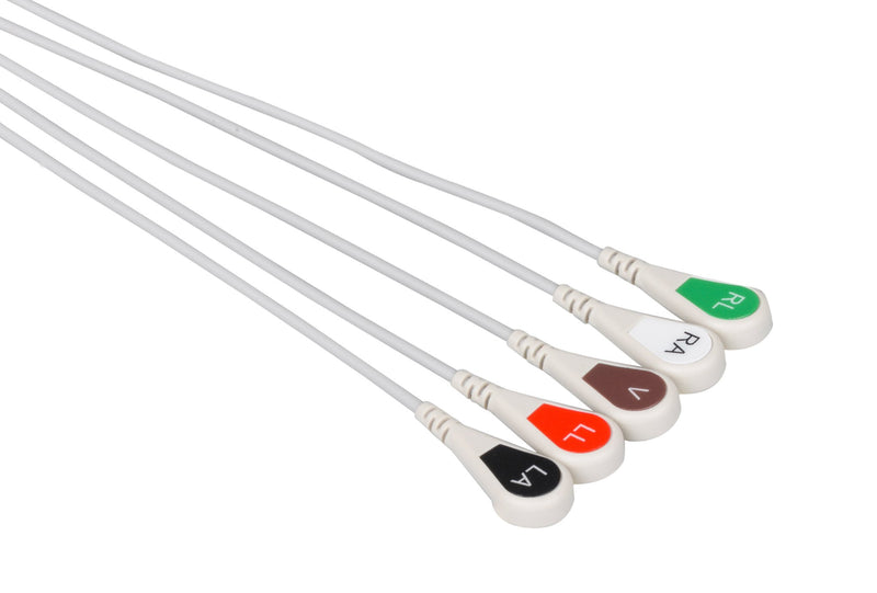 GE Compatible ECG Telemetry cable - 5 Leads Snap - Pluscare Medical LLC