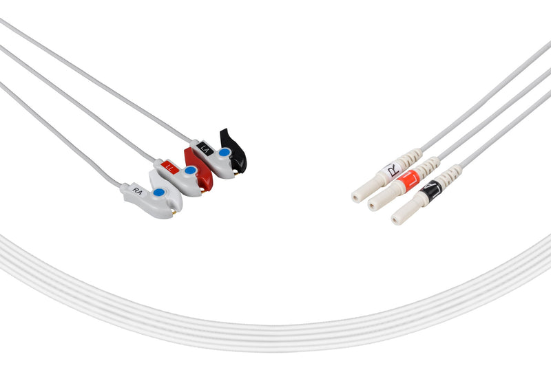 Din Compatible Reusable ECG Lead Wires 3 Leads Grabber