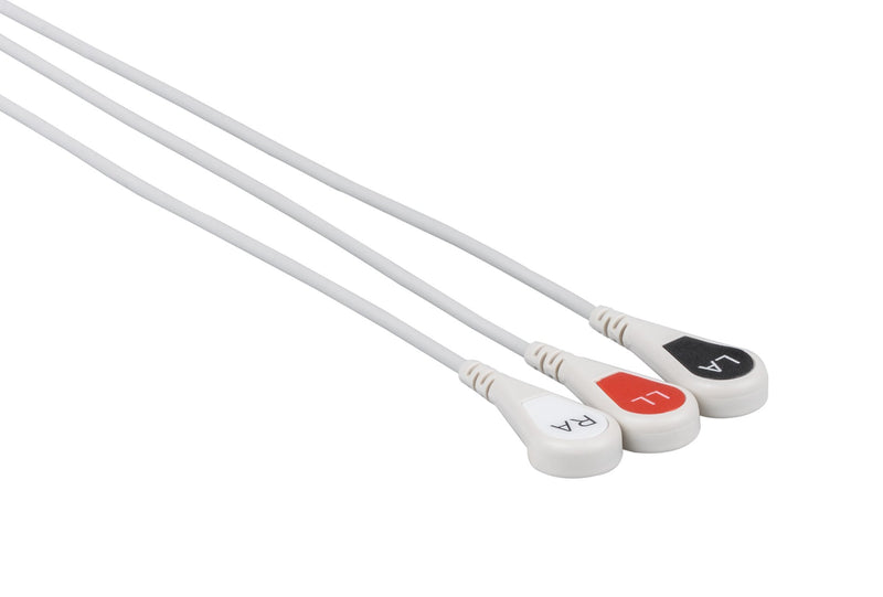 Datex Compatible Reusable ECG Lead Wire - 3 Leads Snap - Pluscare Medical LLC