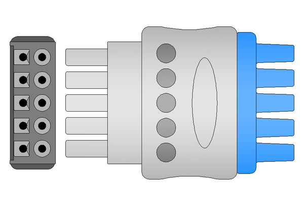 Datex Compatible Reusable ECG Lead Wire - 5 Leads Grabber - Pluscare Medical LLC