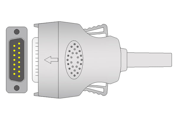 Mortara Compatible One Piece Reusable EKG Cable - 4mm Banana - Pluscare Medical LLC