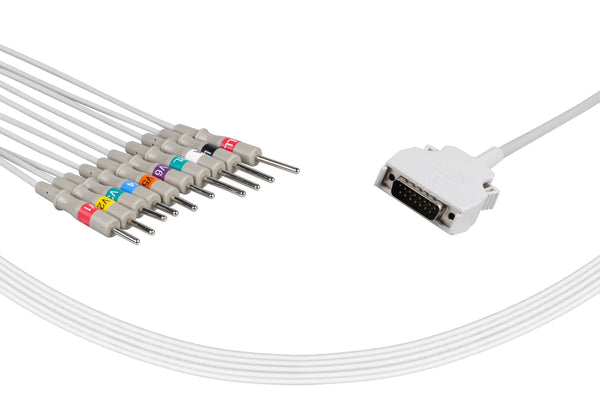 Mortara Compatible One Piece Reusable EKG Cable 3mm Needle 